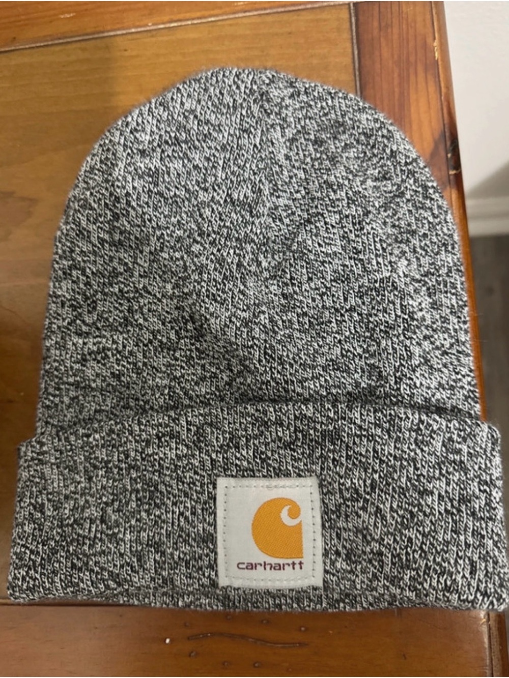 Carhartt Gray Marled Cuffed Beanie with Gold Patch